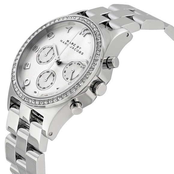 MARC BY MARC JACOBS SILVER WATCH |HENRY CHRONOGRAPH DIAL STAINLESS STEEL LADIES - Picture 2 of 9
